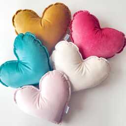 Velvet Heart Shaped Cushion - Soft Velour Decorative Pillow
