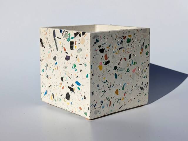 Square Terrazzo Plant Pot Colourful Eco Resin Planter, 12cm - image 1
