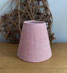 Strawberry Red Fine Stripe Luxury Candle Clip Lampshade. Bespoke. Handmade. Wall Lights. Chandeliers - thumbnail 3