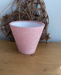 Strawberry Red Fine Stripe Luxury Candle Clip Lampshade. Bespoke. Handmade. Wall Lights. Chandeliers - thumbnail 4