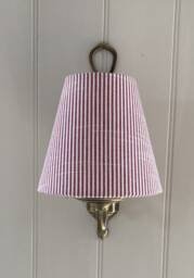 Strawberry Red Fine Stripe Luxury Candle Clip Lampshade. Bespoke. Handmade. Wall Lights. Chandeliers