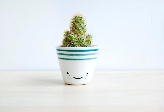 Smile Ceramic Planter For Succulent, Plant Pot Cactus, Ceramics & Pottery Esm - image 1