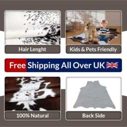 Black & White Cowhide Rug - Natural Home Decor - 40x42 Inches - thumbnail 4
