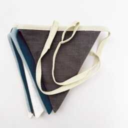 Linen Bunting Banner For Neutral Boy Nursery Decor - Party Garland - Handmade Wall Hanging Fabric Triangle Flags Baby Room - thumbnail 3