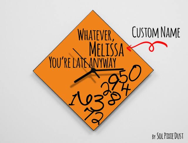 Custom Name Whatever, You're Late Anyway/Polygon Orange - Wall Clock - image 1