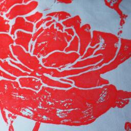 Cushion Cover, Petrol+Coral Rot, 100% Cotton Satin, 50x50cm - thumbnail 2