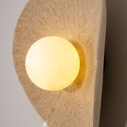Handmade Ceramic Stoneware Wall Lamp Beige Textured Sconce - 15 - thumbnail 2