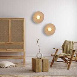 Handmade Ceramic Stoneware Wall Lamp Beige Textured Sconce - 15 - thumbnail 3