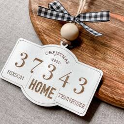Personalized Zip Code Christmas Ornament, Home Laser Cut Hometown Local Gift Tag, Holiday City - thumbnail 3