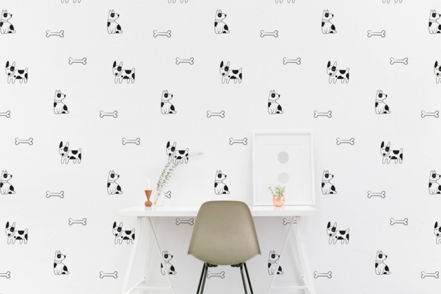 Dog & Bone Wall Decal Kids Room Dogs Wall Sticker, Bedroom Pattern Wallpaper Vinyl Decals, Nursery Stickers Home Decor - image 1