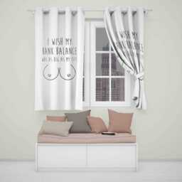 I Wish My Balance Rude Blackout Eyelet Curtains Custom Background Colour Funny Quote Kids Bedroom Playroom Or Home Window Decor Cheeky - thumbnail 2