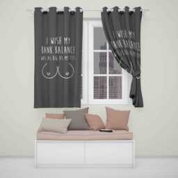 I Wish My Balance Rude Blackout Eyelet Curtains Custom Background Colour Funny Quote Kids Bedroom Playroom Or Home Window Decor Cheeky