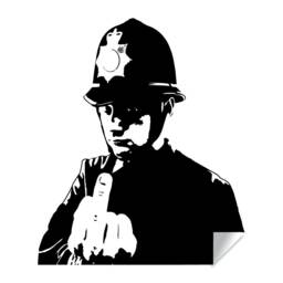 Banksy Middle Finger Art Wall Decal - Street Police Graffiti Work Policeman Sticker Scotland Yard Cop Design Mural Home Decor - thumbnail 2