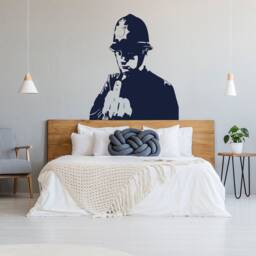 Banksy Middle Finger Art Wall Decal - Street Police Graffiti Work Policeman Sticker Scotland Yard Cop Design Mural Home Decor - thumbnail 1