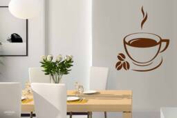 Coffee Cup Wall Decal Removable Vinyl Bean Sticker 1694 - thumbnail 1