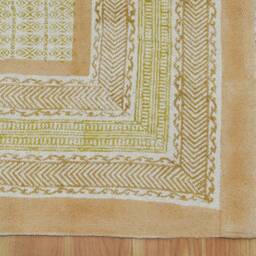 Hand Block Printed Cotton Rug Boho Flatweave Area Rug With Tassels - thumbnail 3