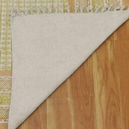 Hand Block Printed Cotton Rug Boho Flatweave Area Rug With Tassels - thumbnail 4
