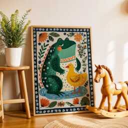 Frog & Duck Nursery Poster - Cute Animal Wall Art For Kids Room Funny Woodland Print Bedroom Decor - thumbnail 2
