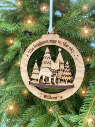 Personalised Dog Memorial Christmas Ornament Oak Veneer Pet Bauble - thumbnail 1