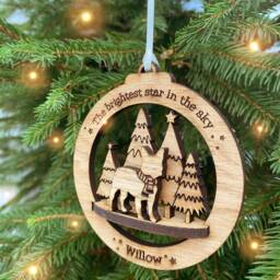 Personalised Dog Memorial Christmas Ornament Oak Veneer Pet Bauble - thumbnail 2