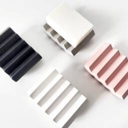 Concrete Soap Dish Zig Zag Drain, Modern Bathroom Accessory - thumbnail 2