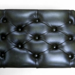 Footrest Chesterfield Footstool Green Handmade Real Leather - thumbnail 2