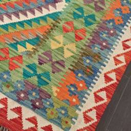 Kilim Rug Classic, Handmade Artisan Afghan Turkish Persian Qashqai Navajo Bohemian Natural Wool Flatweave Multicolour 189x150 cm - thumbnail 2