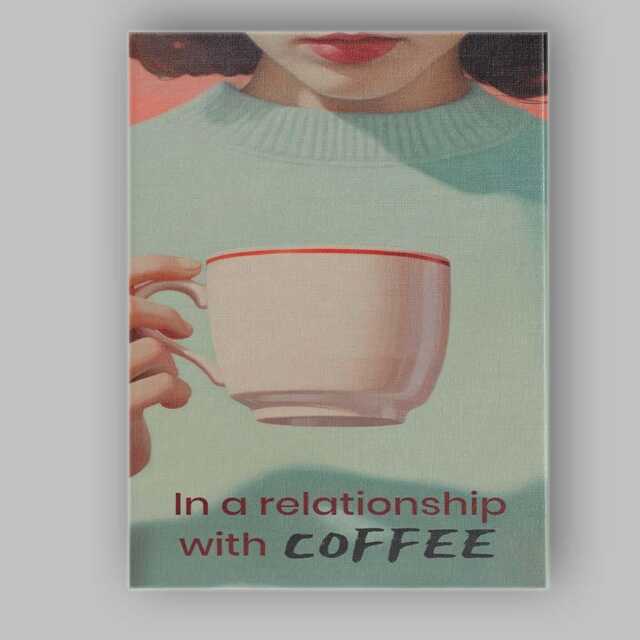 Minimalist Coffee Lover Portrait Illustration Canvas Wall Art Print Decor Picture Ready To Hang - image 1