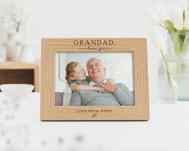 Grandad I Love You Gift - For Grandpa Gramps Nonno Personalised Engraved Photo Frame - image 1