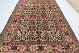 3'4x4'10 Ft. Handmade Afghan Rug - Fine Hand-Knotted Natural Dyes Ala Bakhmal Bukhara Beige Bedroom Rug, 3x5 Oriental - thumbnail 1