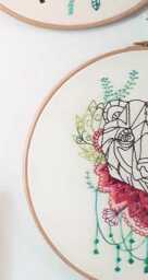 Modern Hand Embroidery, Abstract Bear Animal Wall Art, Large Embroidery Hoop Art Decorative Hanging Handmade in The UK - thumbnail 3