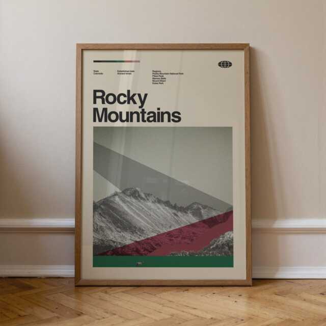 Rocky Mountain National Park Mid-Century Travel Poster, Abstract Minimalist Art Print, Colorado Poster - image 1