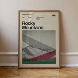 Rocky Mountain National Park Mid-Century Travel Poster, Abstract Minimalist Art Print, Colorado Poster - thumbnail 1