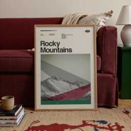 Rocky Mountain National Park Mid-Century Travel Poster, Abstract Minimalist Art Print, Colorado Poster - thumbnail 2