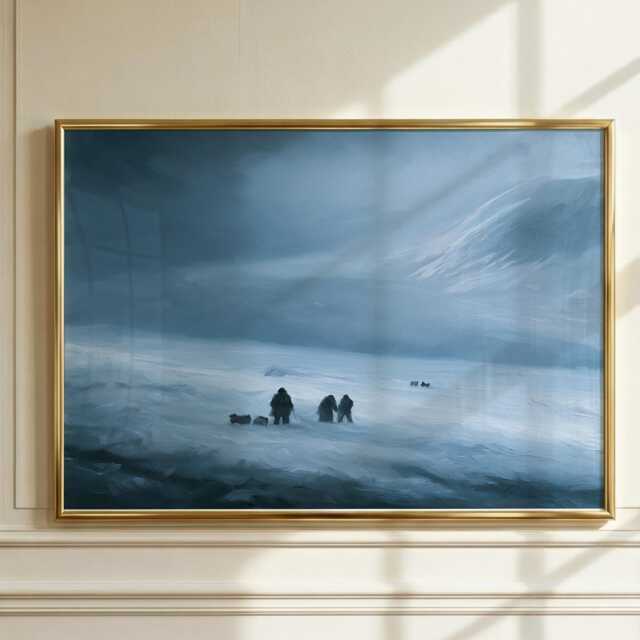 Arctic Expedition Wall Art, Polar Explorer Oil Painting, Frozen Wilderness Print, Adventure Decor, Historical Exploration Artwork - image 1