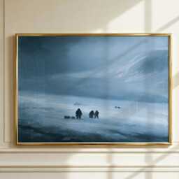 Arctic Expedition Wall Art, Polar Explorer Oil Painting, Frozen Wilderness Print, Adventure Decor, Historical Exploration Artwork - thumbnail 1