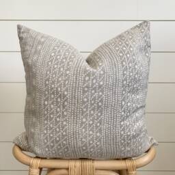 Remi -- Pebble Gray Pillow Cover ??? Geometric Throw Lumbar & Ivory Dots - thumbnail 2