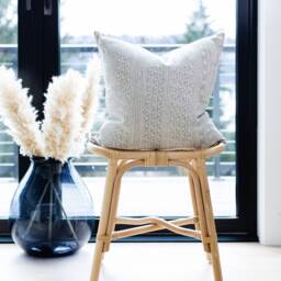 Remi -- Pebble Gray Pillow Cover ??? Geometric Throw Lumbar & Ivory Dots - thumbnail 1