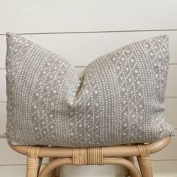 Remi -- Pebble Gray Pillow Cover ??? Geometric Throw Lumbar & Ivory Dots - thumbnail 3