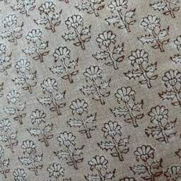 Authentic Boho Floral Indian Hand Block Stamped Linen Print Pillow Cover Brown Beige Off White Available in Multiple Sizes Scandinavian - thumbnail 3