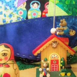 Hand Quilted Patchwork Pillow Matryoshka Doll Floral Cushion - thumbnail 4