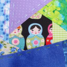 Hand Quilted Patchwork Pillow Matryoshka Doll Floral Cushion - thumbnail 3