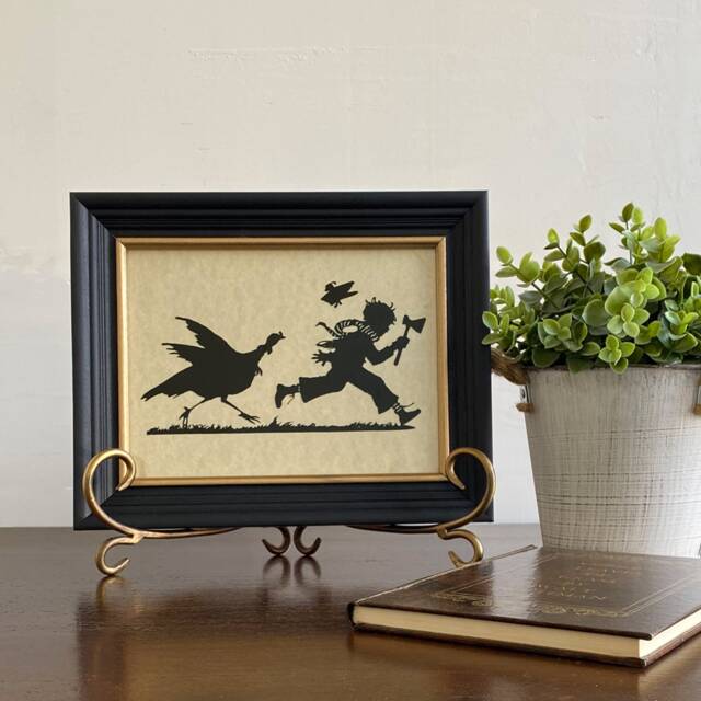 Thanksgiving Turkey Chase Silhouette Framed Holiday Wall Art - image 1