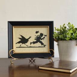 Thanksgiving Turkey Chase Silhouette Framed Holiday Wall Art - thumbnail 1