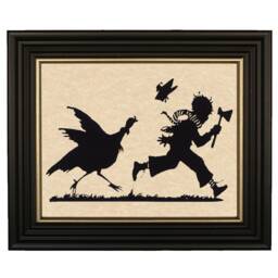 Thanksgiving Turkey Chase Silhouette Framed Holiday Wall Art - thumbnail 2