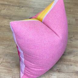 Paint Strokes Velvet Floor Cushion Dusky Pink Harris Tweed Back - thumbnail 2