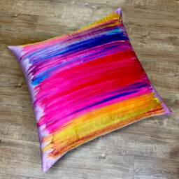 Paint Strokes Velvet Floor Cushion Dusky Pink Harris Tweed Back - thumbnail 3