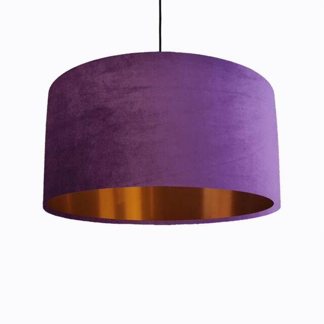 Purple Lampshade in Velvet With Copper Lining - image 1