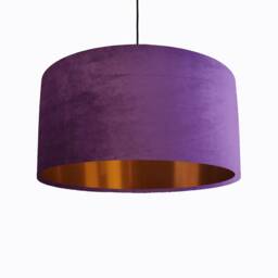Purple Lampshade in Velvet With Copper Lining - thumbnail 1