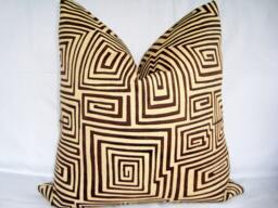 Geometric Brown Pillow Cover, Modern Indoor/Outdoor Cushion - 18x18 - thumbnail 1